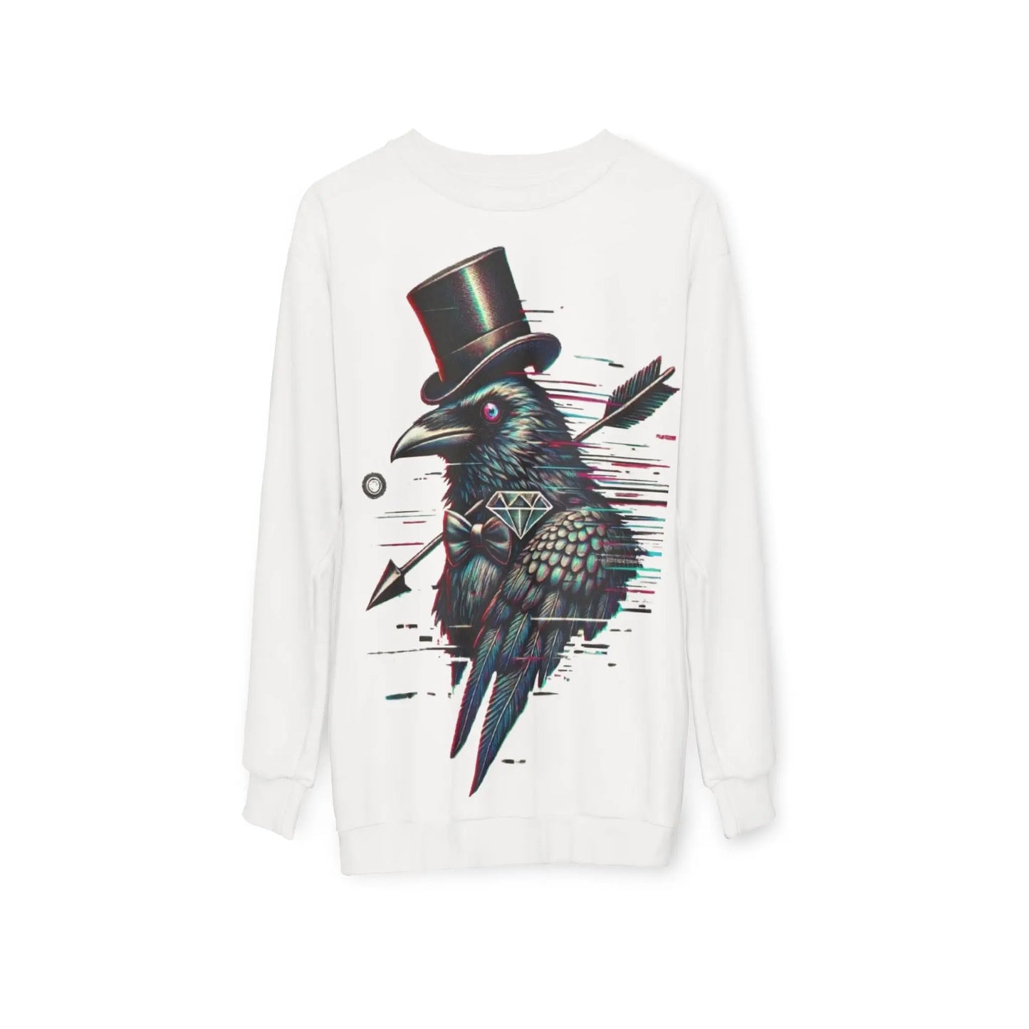 Crow and Hat Large Glitch Print Sweatshirt (Unisex) Westminster Vault